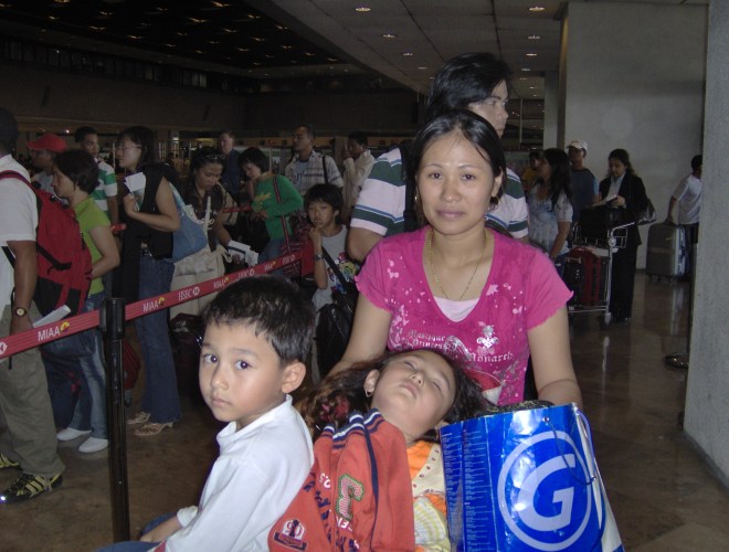 In the lineup to get into the Maila airport.  